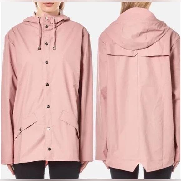 Rains Jackets & Blazers - Rains Womens Matte Pink Waterproof Raincoat XXS-XS Preppy Outdoor Relaxed Fit